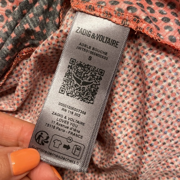 Zadig & Voltaire Red Graphic Short Sleeve Tee size S - Picture 10 of 10